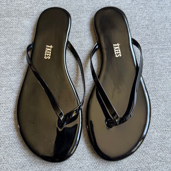 TKEES Glosses Flip Flop Black Classic Beach Vacation Minimalist Women's 8 - Picture 3 of 9